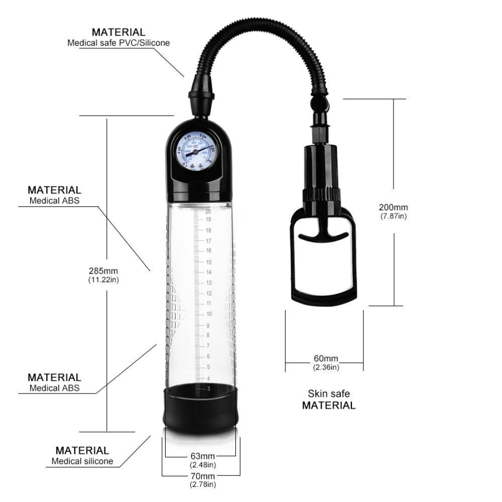 28.5 CM Men Powerup Barometreli Özel Tetikli Penis Pompası