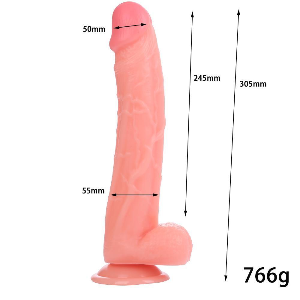 BIG SIZE Dildo Gerçekçi Et Dokusunda Büyük Boy Realistik Penis 30.5 CM