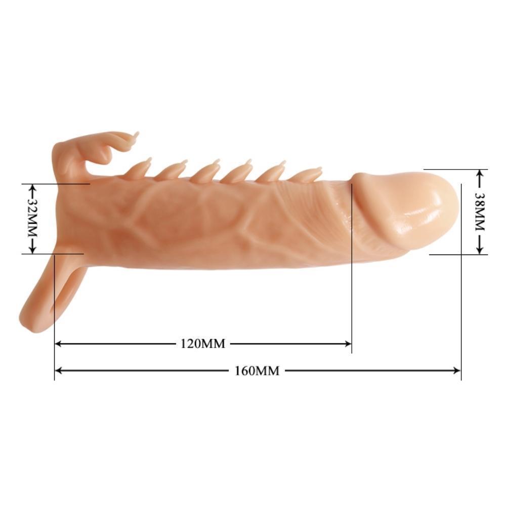 EMMITT 4 CM Uzatmalı Klitoris Uyarıcı Testis Halkalı Silikon Penis Kılıfı