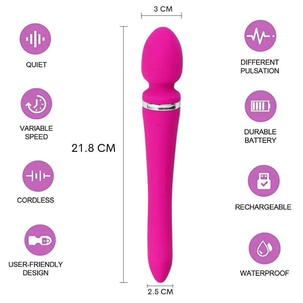 MASSAGE STICK Çift Taraflı Kullanılabilir G-Spot Uyarıcı ve Klitoris Masaj Vibratör - Pembe