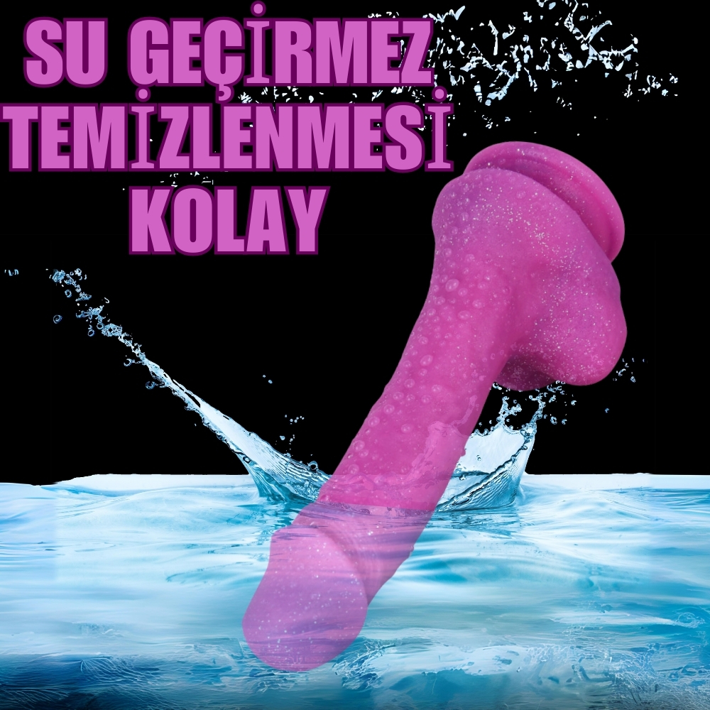 MYST COLOR Dildo Parlak Simli Ultra Yumuşak Pembe Realistik Yapay Penis