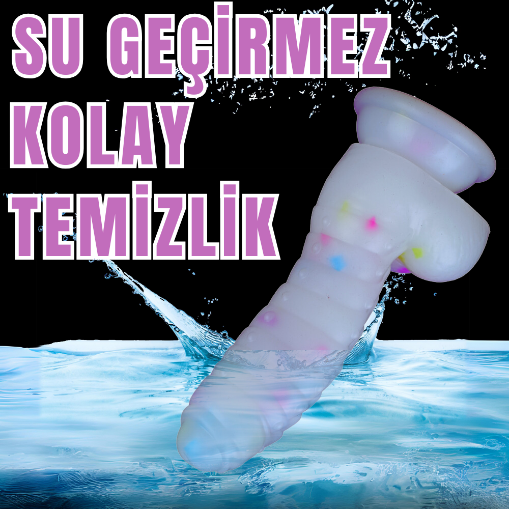 MYST COLOR Dildo Renkli Benekli Tırtıklı Ultra Yumuşak Şeffaf Realistik Yapay Penis