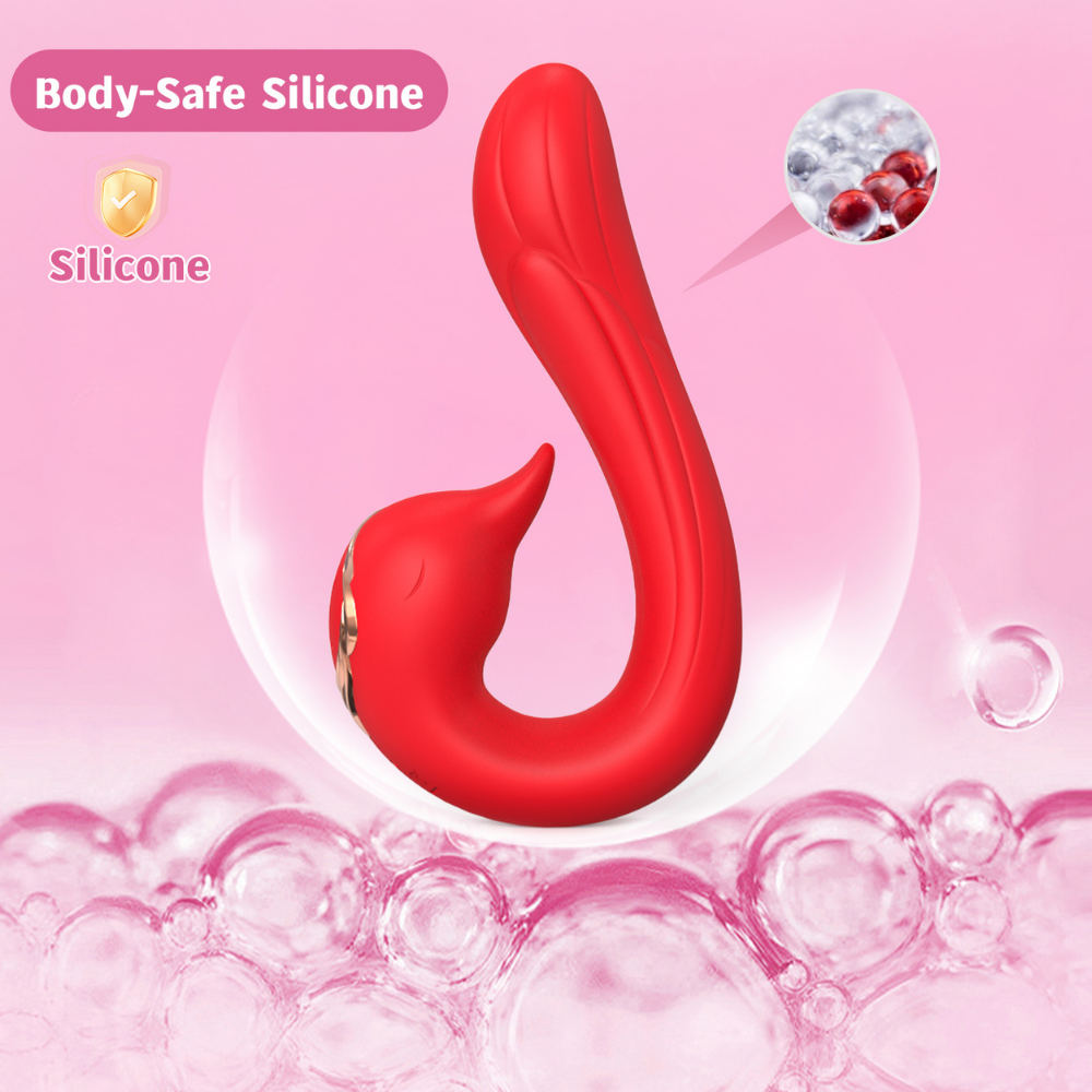 PRIME TOYS Swan Şarjlı Dil Hareketli Bükülebilir G Nokta ve Klitoris Uyarıcı 2 in 1 Vibratör