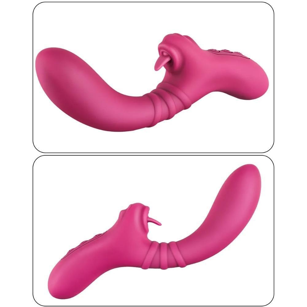 TONGUE TEASE Eğri G-Spot Uyarıcı ve Klitoris Uyarıcı 2 in 1 Hareketli Dil Vibratör