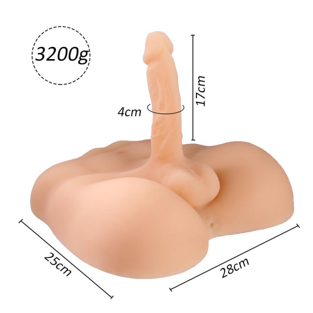 TORSO Barry Büyük Boy 17 CM Ultra Realistik Penisli Anal Girişli Yarım Vücut Erkek Mastürbatör