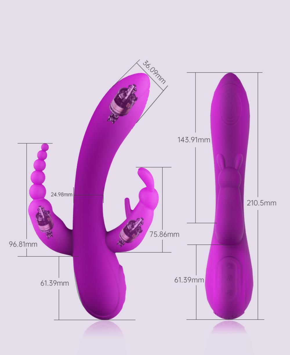 TURBO VIBE Şarjlı Klitoris Anal Vajinal Uyarıcı 3 in 1 Rabbit Vibratör