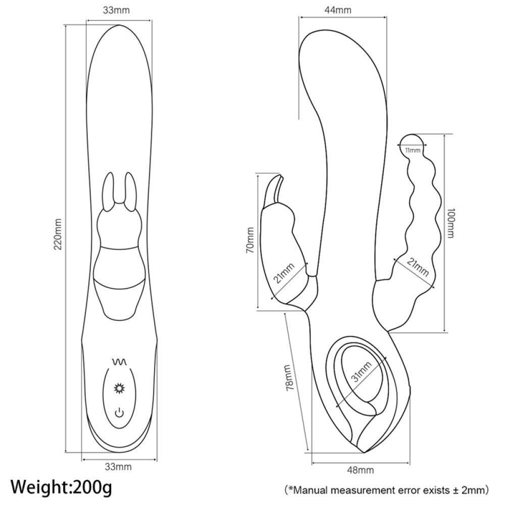 VETIRY Triple Curve Şarjlı 3 in 1 Rabbit Vibratör