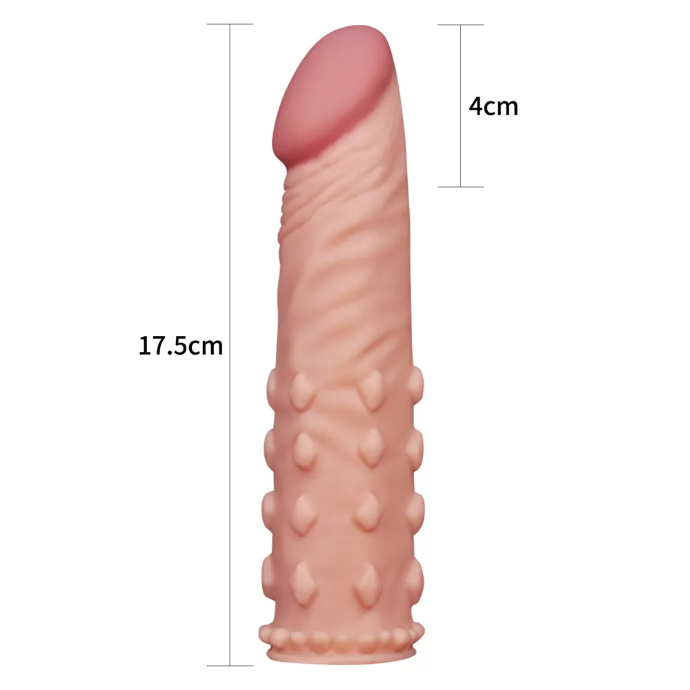 4 CM Dolgulu Gerçekçi Ten Doku Penis Kılıfı - Pleasure X-Tender