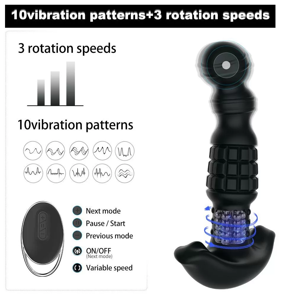 ABAKE Kablosuz Kumandalı 360° Dönebilen Rotasyonlu Titreşimli Prostat Uyarıcı Anal Vibratör