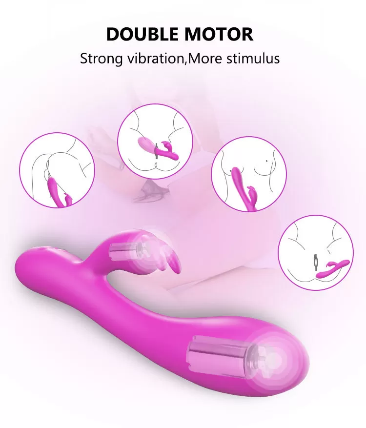 CANTA Şarjlı Çift Motorlu Isıtmalı Klitoris ve G Spot Uyarıcı 2 in 1 Rabbit Vibratör