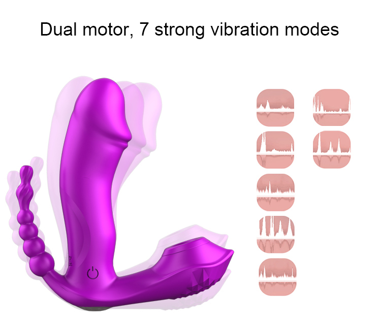 Cute M6 - Şarjlı Uzaktan Kumandalı Isıtmalı G-Spot ve Klitoris Emiş Uyarıcı Giyilebilir 3 in 1 Yapay Penis Anal Vibratör