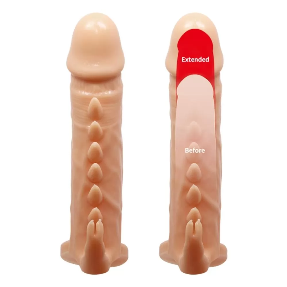 EMMITT 4 CM Uzatmalı Klitoris Uyarıcı Testis Halkalı Silikon Penis Kılıfı