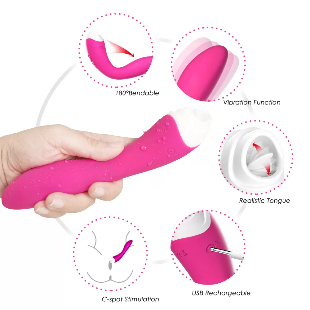 FAIRYLAND 9+9 Modlu Klitoris ve G-Spot Uyarıcı 2 in 1 Dil Vibratör - Pembe