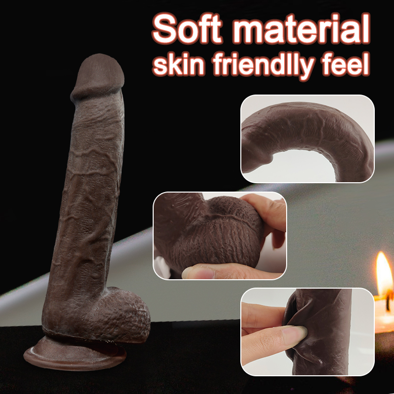 Foreskin Perfection Dildo 23 CM - Çift Katmanlı Gerçekçi Kayar Deri Ultra Yumuşak Realistik Zenci Yapay Penis Vibrator