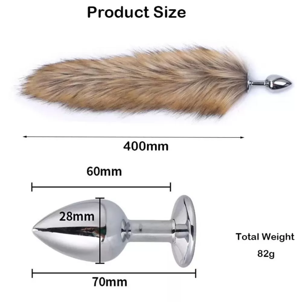 Fox Tail Anal Plug 40 CM Tilki Kuyruklu Metal Anal Plug - Rose