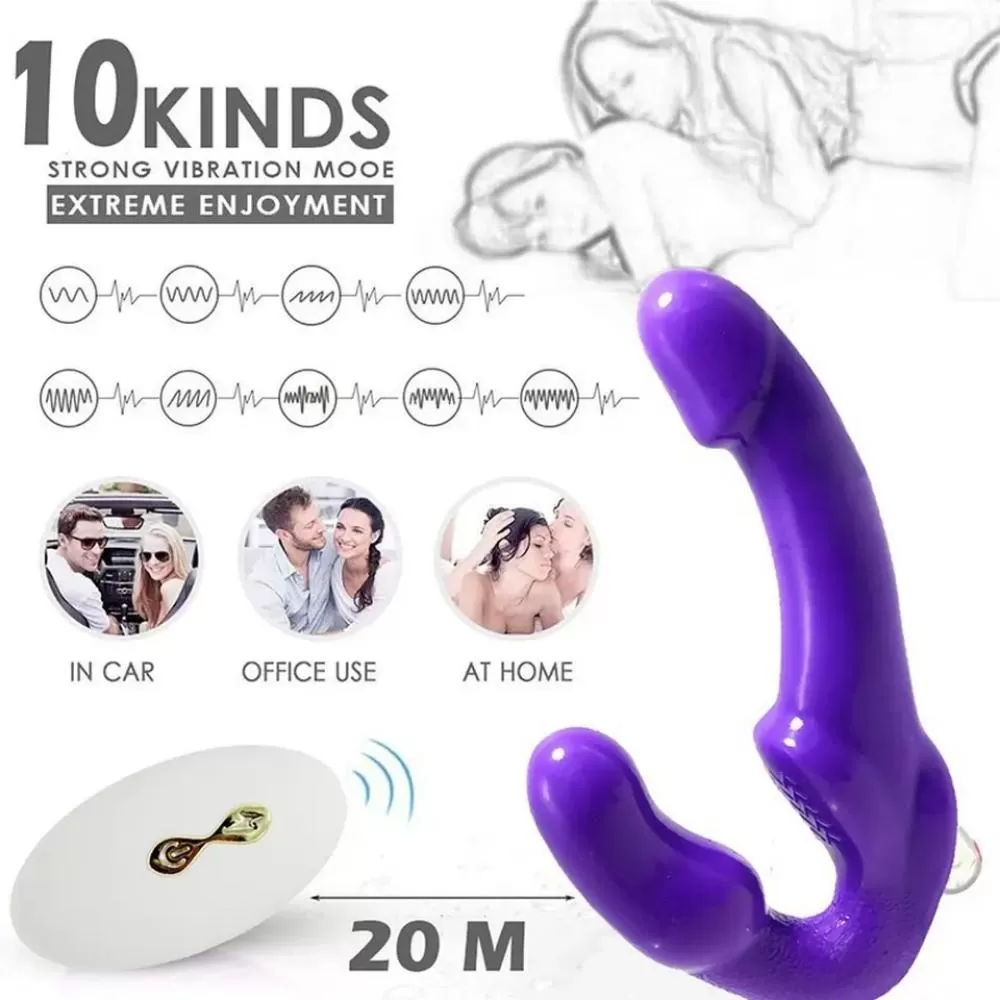 JIAMI Kablosuz Kumandalı Strapless Çift Taraflı Güçlü Titreşimli Dildo Vibratör