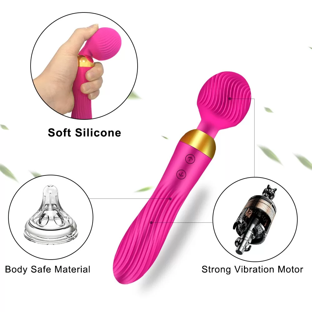 MASSAGE STICK 18 Titreşim Hızlı G-Spot ve Klitoris Uyarıcı Çift Taraflı Av Masaj Vibratör - Pembe