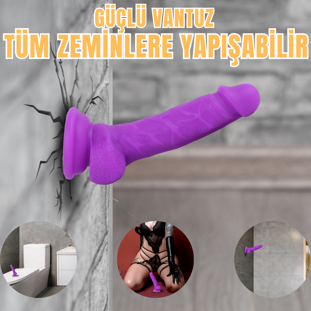 MYST COLOR Dildo Ultra Yumuşak Dokulu Mor Realistik Yapay Penis