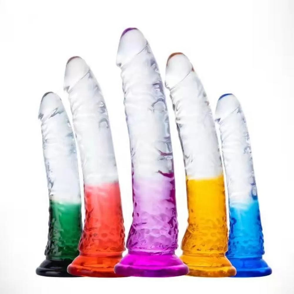 MYST COLOR Dildo Realistik Jel Dokuda Testissiz Ultra Yumuşak Şeffaf Kırmızı Yapay Penis