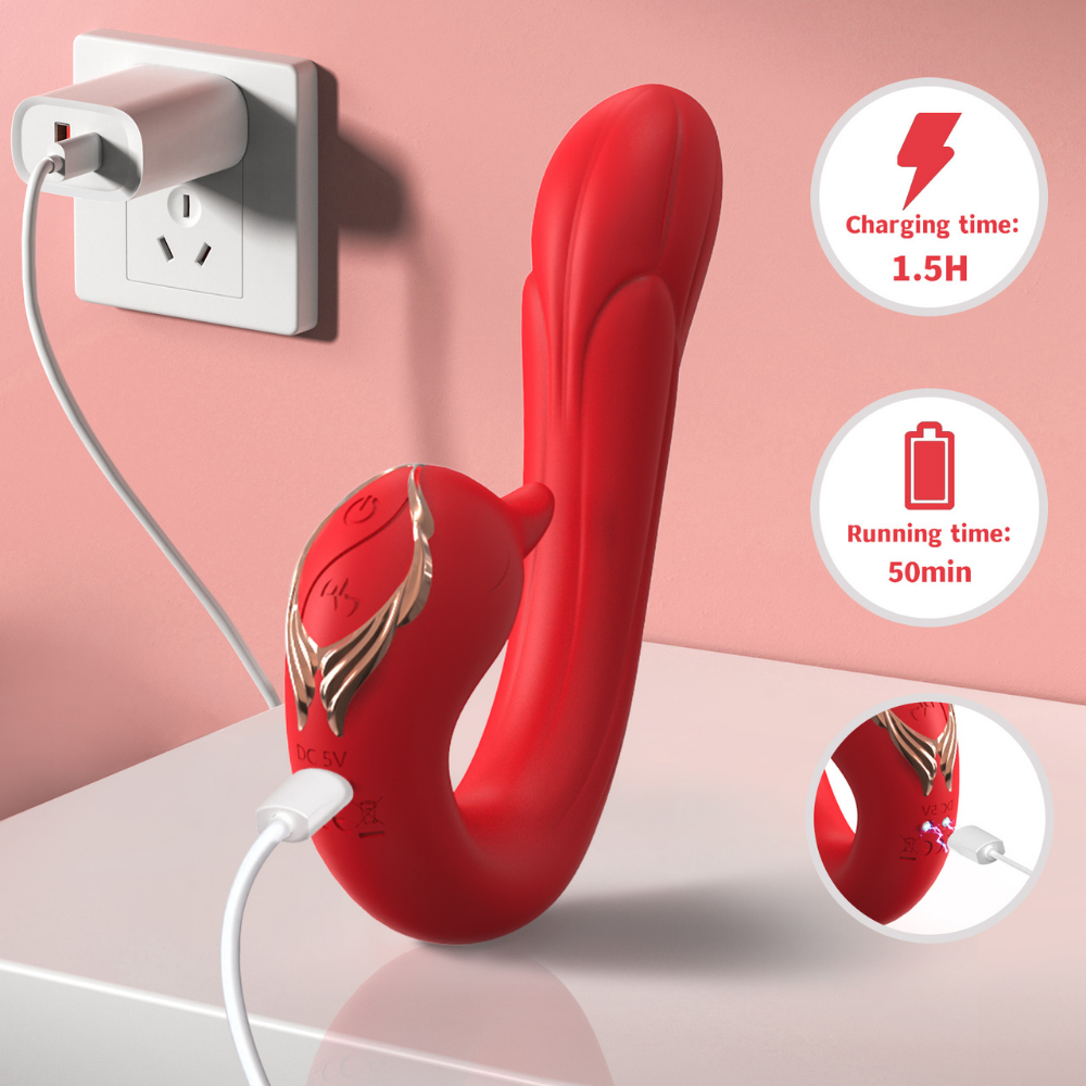 PRIME TOYS Swan Şarjlı Dil Hareketli Bükülebilir G Nokta ve Klitoris Uyarıcı 2 in 1 Vibratör