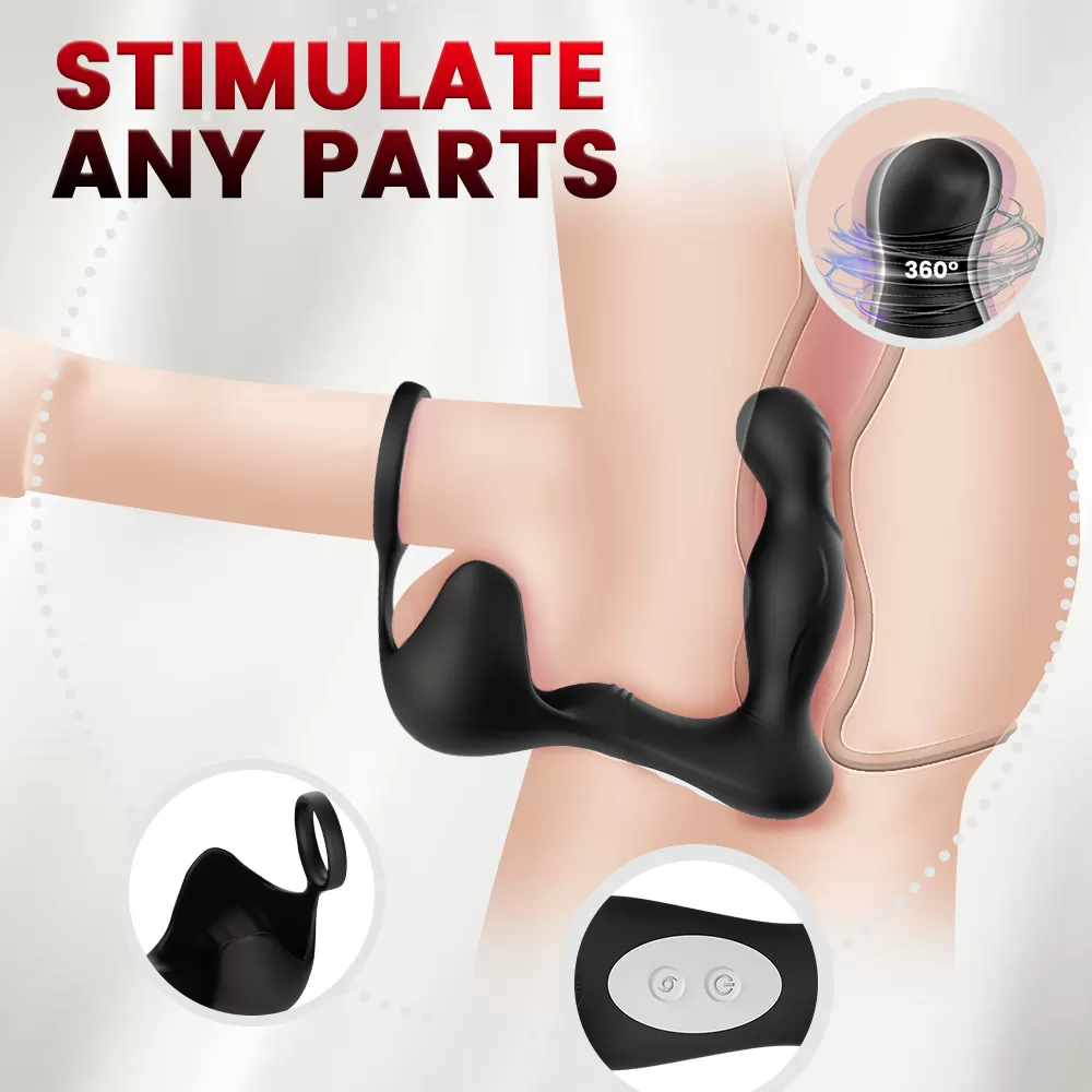 PRIME TOYS Gale Max 360° Rotasyonlu Perine ve Testis Uyarıcı Halkalı Prostat Masaj Vibratör