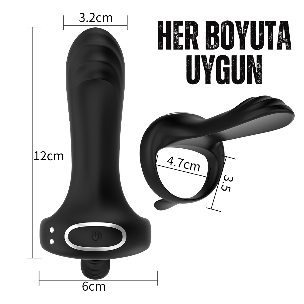 Şarjlı Telefon Kontrollü Perine Uyarıcı Kılıf G Nokta Uyarıcı Titreşimli Penis Halkası