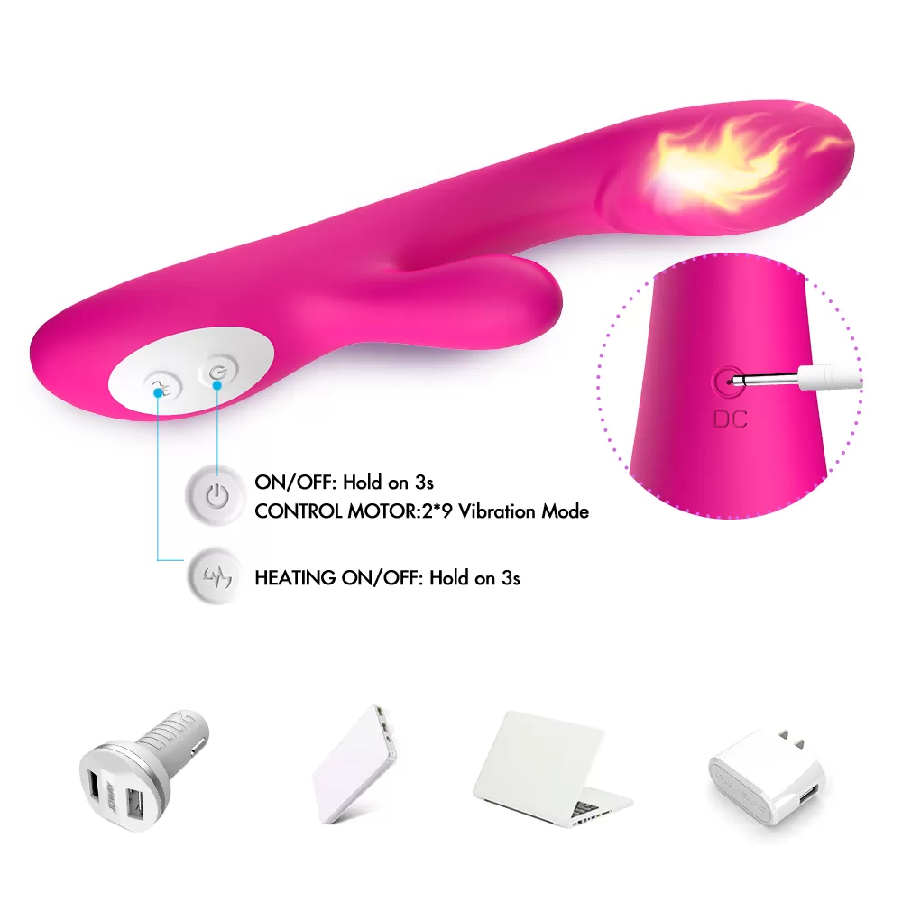 PRIME TOYS Spark Isıtmalı Klitoris ve G Spot Uyarıcı 2 in 1 Rabbit Vibratör - Pembe