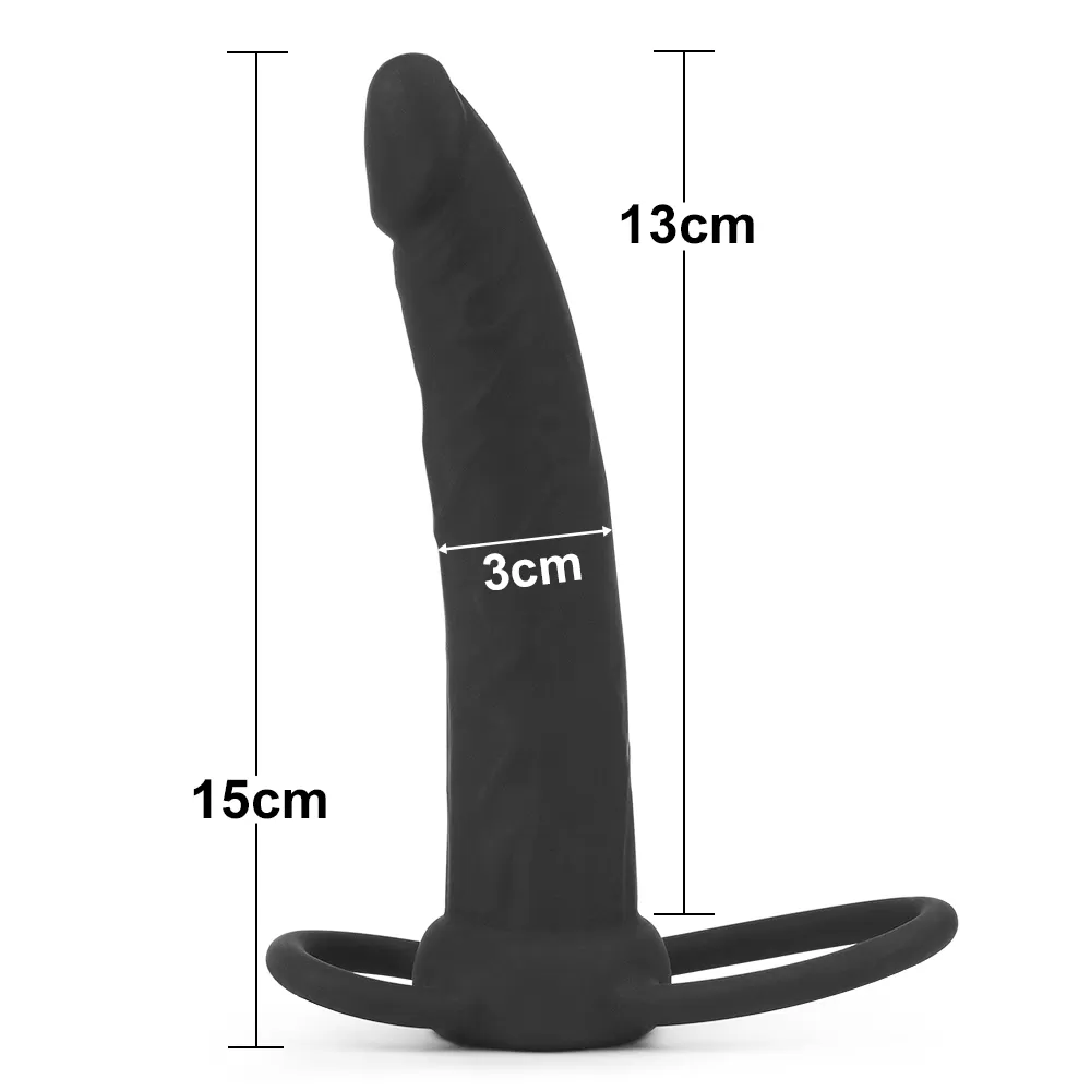 Testise Bağlamalı Anal Penis ve Penis Halkası - Silicone Fantasy Double Prober