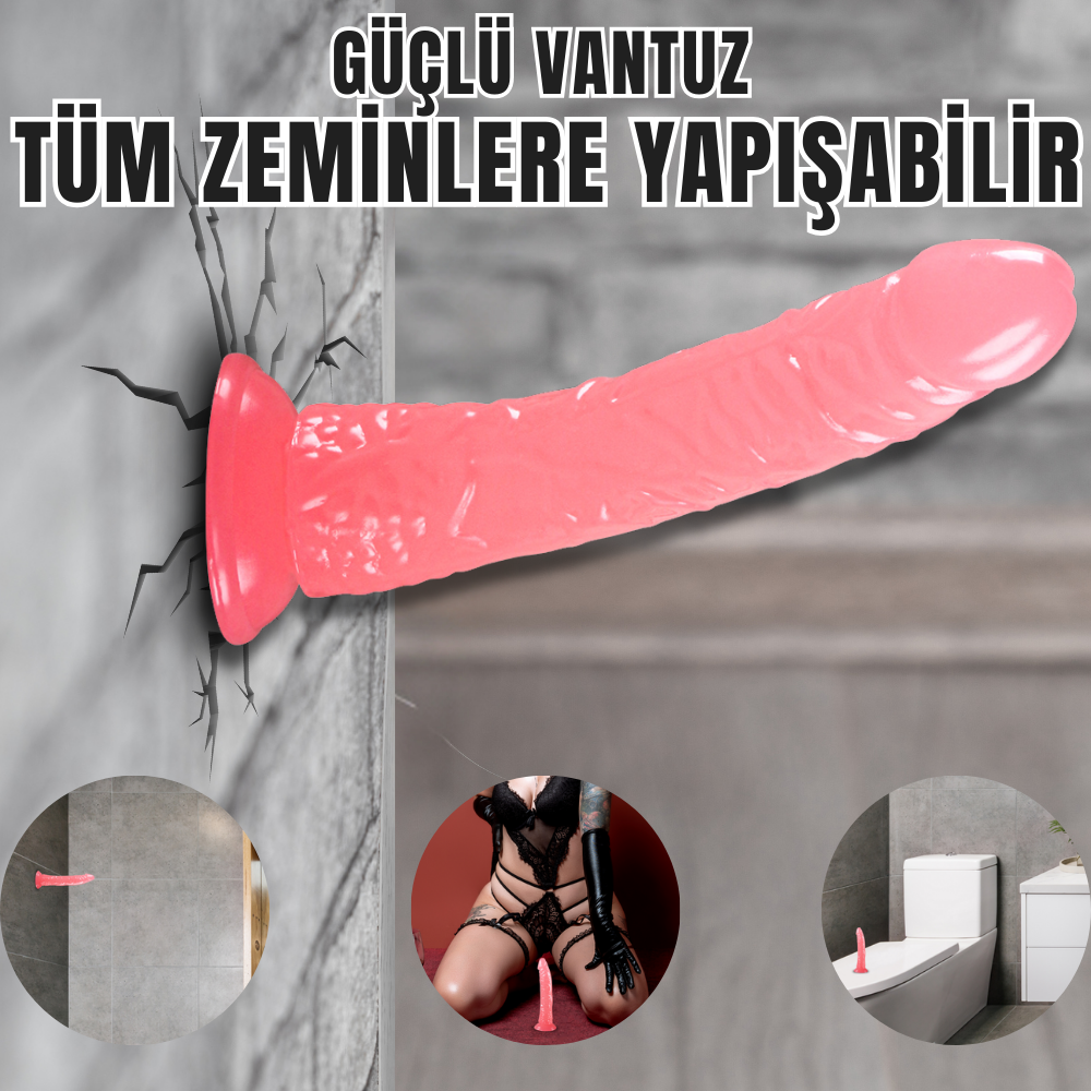 UNIQUE Realistik Dokuda Dildo Vantuzlu Gerçekçi Yapay Penis 21 CM