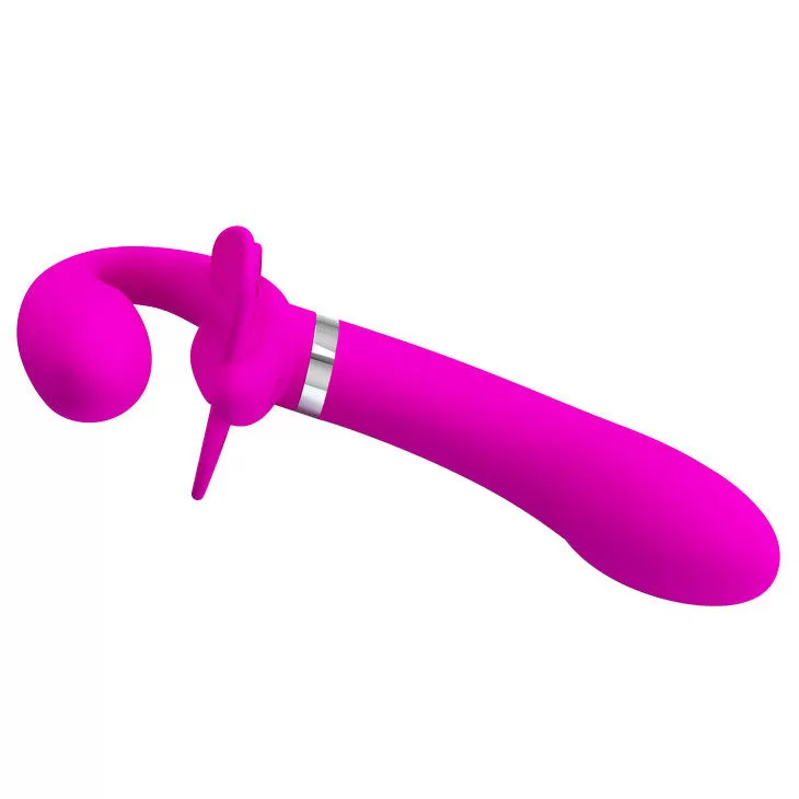 Şarjlı Strapless Strapon Titreşimli Dildo G Nokta Klitoris Uyarıcı Giyilebilir 2 in 1 Çift Vibratörü